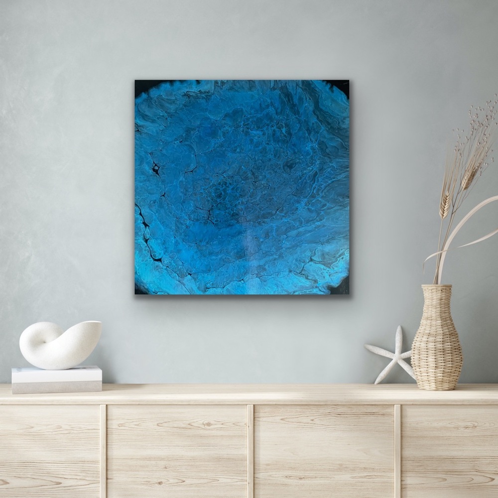 Painting - Fluid Art Original Painting On 14x14 Canvas - Ocean Waters